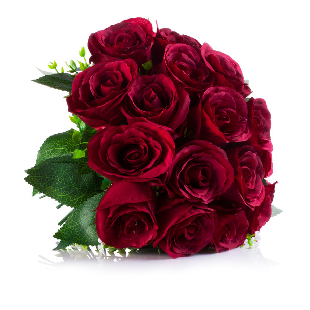 18 Heads Artificial Open Rose Flower Bouquet for Home Wedding Centerpiece