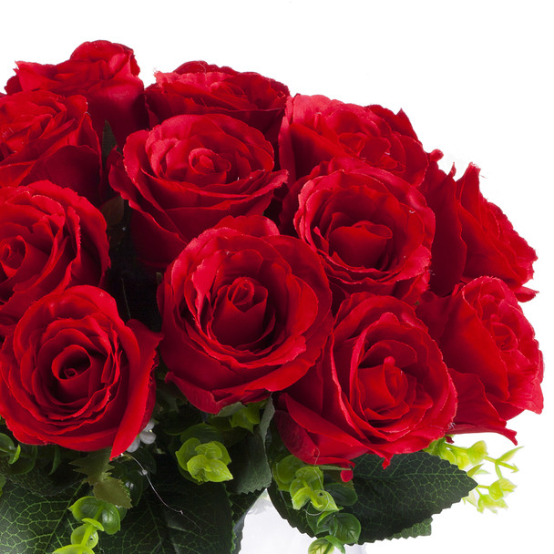 18 Heads Artificial Open Rose Flower Bouquet for Home Wedding Centerpiece