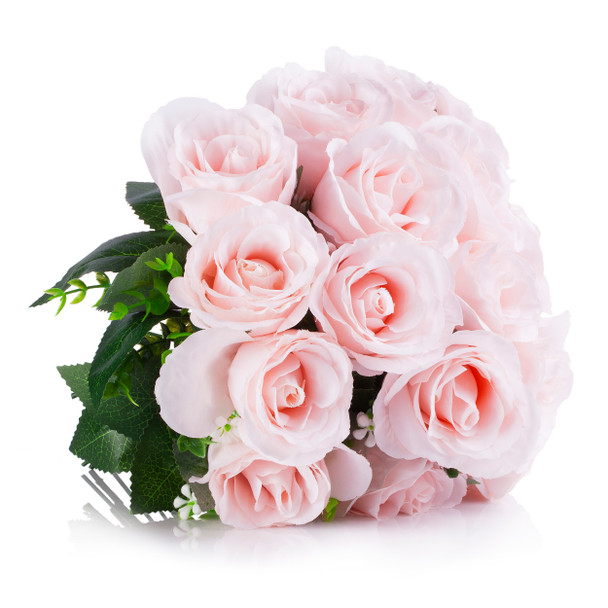 18 Heads Artificial Open Rose Flower Bouquet for Home Wedding Centerpiece