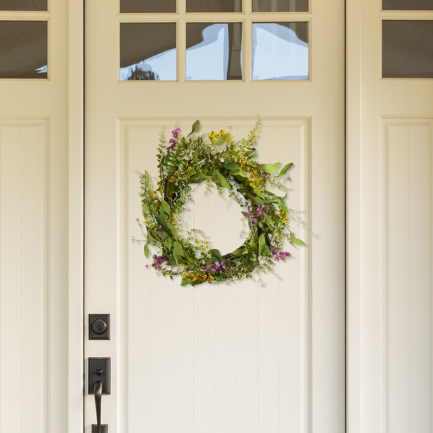 24"  Mixed Spring Artificial Flower Wreath for Home Decoration