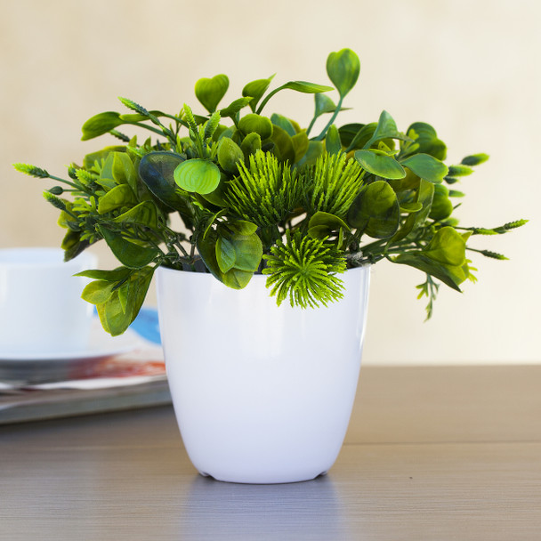 Artificial Greenery in White Pot-6208 Artificial Greenery in White Pot-6208