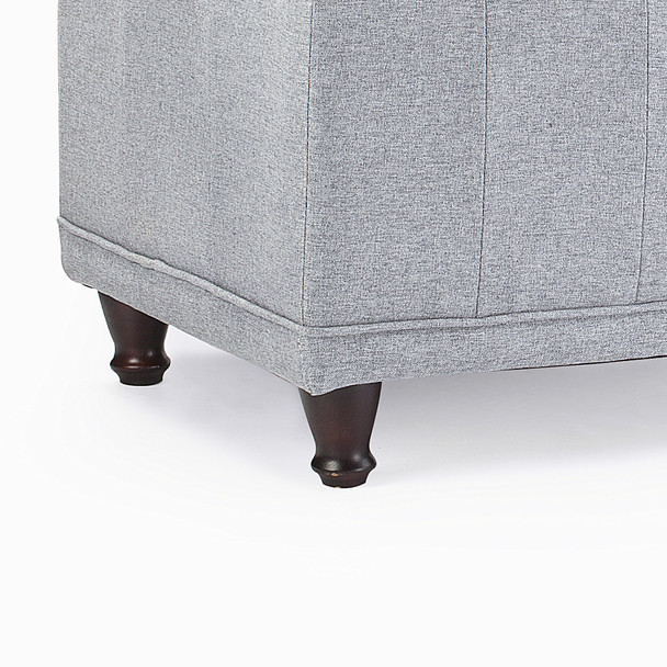 Ava 42 Inches Large Modern Linen Fabric Rectangle Storage Ottoman(Light Grey) 