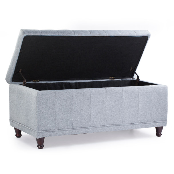 Ava 42 Inches Large Modern Linen Fabric Rectangle Storage Ottoman(Light Grey) 