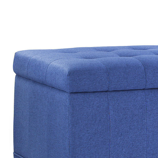 Ava 42 Inches Large Modern Linen Fabric Rectangle Storage Ottoman(Blue)