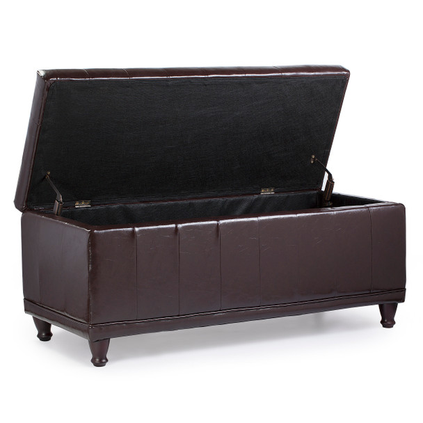 Aqua 42 Inches Large Modern Elegant Leather Rectangle Storage Ottoman(Chocolate) Aqua 42 Inches Large Modern Elegant Leather Rectangle Storage Ottoman(Chocolate)