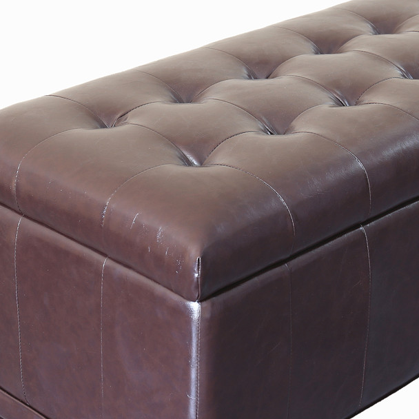 Aqua 42 Inches Large Modern Elegant Leather Rectangle Storage Ottoman(Chocolate) Aqua 42 Inches Large Modern Elegant Leather Rectangle Storage Ottoman(Chocolate)