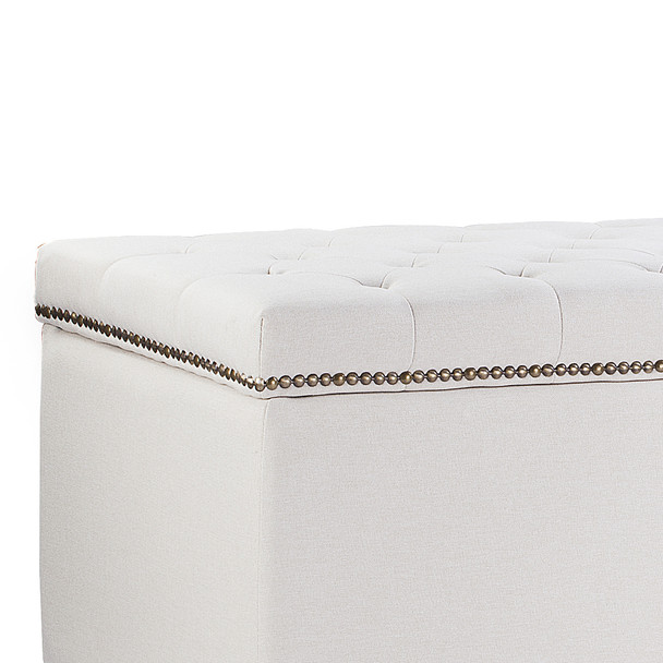 Cenna 42 Inches Modern Linen Fabric Rectangle Storage Ottoman(Beige)