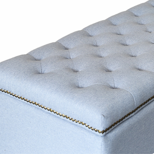 Cenna 42 Inches Modern Linen Fabric Rectangle Storage Ottoman(Azure)
