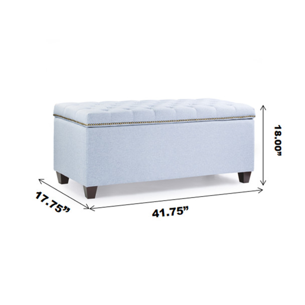 Cenna 42 Inches Modern Linen Fabric Rectangle Storage Ottoman(Azure)