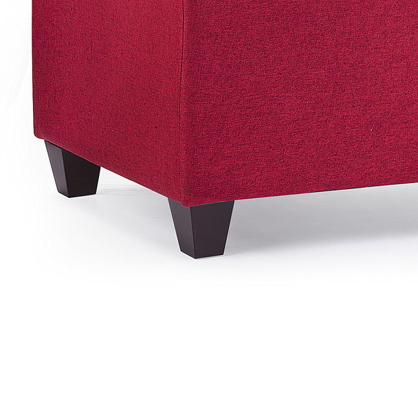 Bliss 42 Inches Simple Modern Linen Fabric Rectangle Storage Ottoman(Wine Red) 