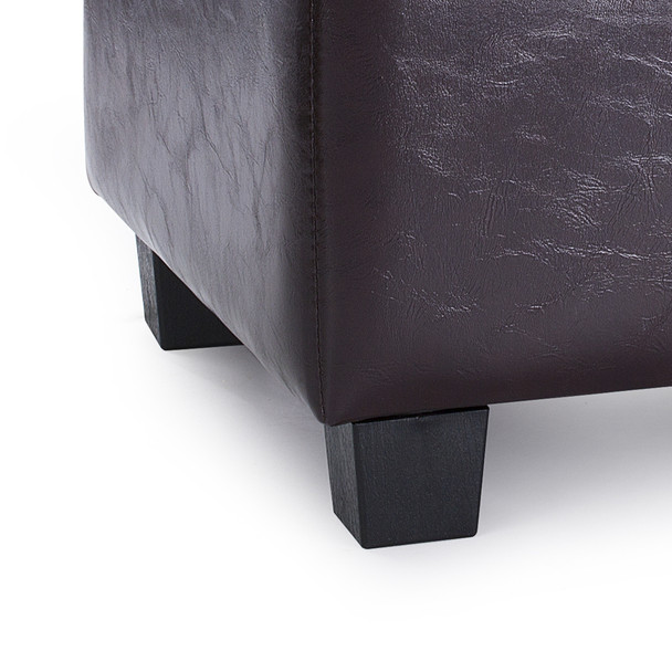 Vina 15 Inches Modern Elegant Leather Square Storage Ottoman(Chocolate)