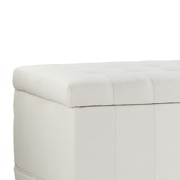 Ava 42 Inches Large Modern Linen Fabric Rectangle Storage Ottoman(Beige)