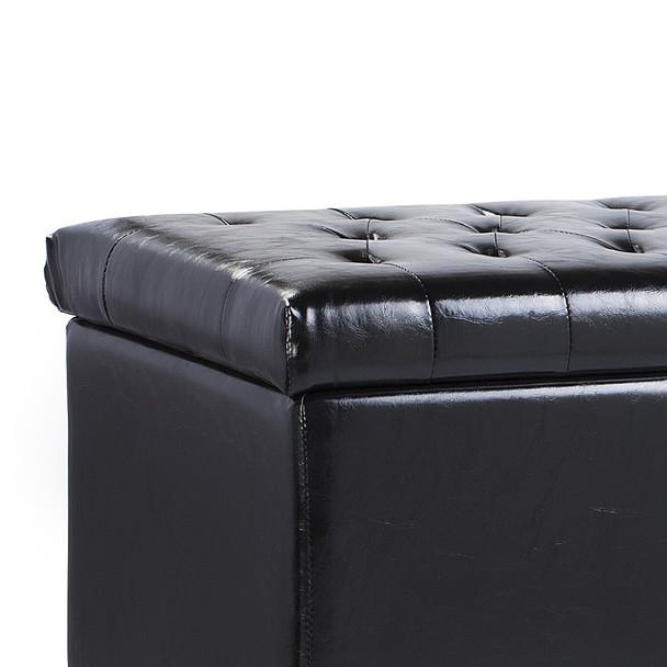 Finley 42 Inches Large Modern Elegant Leather Rectangle Storage Ottoman (Black) Finley 42 Inches Large Modern Elegant Leather Rectangle Storage Ottoman (Black)