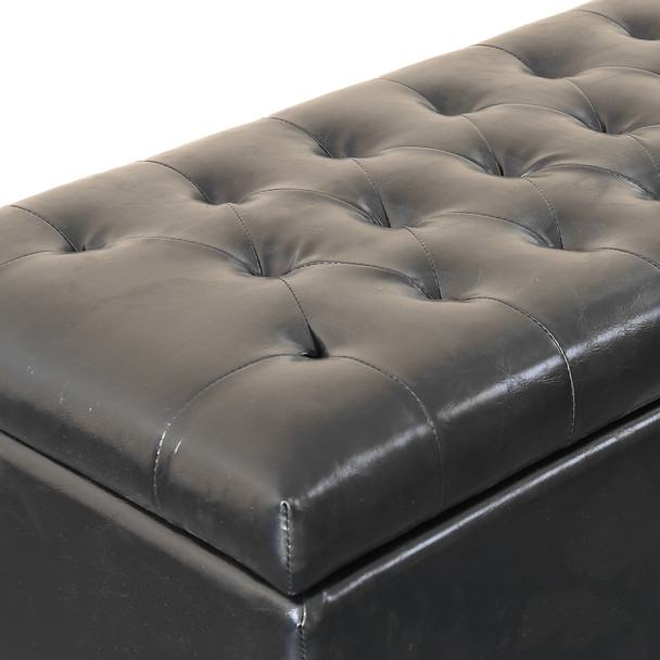 Finley 42 Inches Large Modern Elegant Leather Rectangle Storage Ottoman (Black) Finley 42 Inches Large Modern Elegant Leather Rectangle Storage Ottoman (Black)