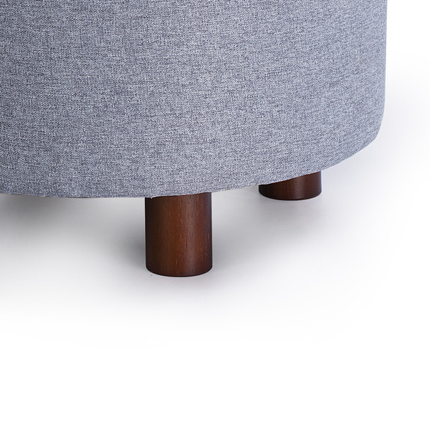 Elisa 18 Inches Modern Linen Fabric Round Storage Ottoman(Grey)