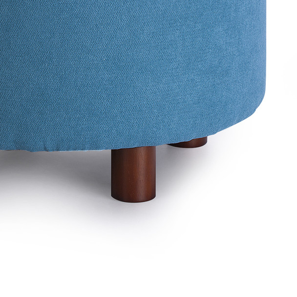 Edi 18 Inches Modern Velvet Fabric Round Storage Ottoman(Teal)