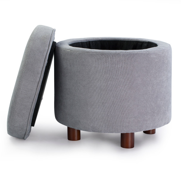 Edi 18 Inches Modern Velvet Fabric Round Storage Ottoman(Light Grey) Edi 18 Inches Modern Velvet Fabric Round Storage Ottoman(Light Grey)