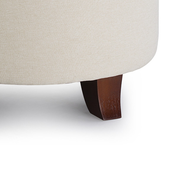 Ivy 18 Inches Modern Linen Fabric Round Storage Ottoman(Beige)