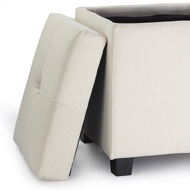 Victoria 18 Inches Modern Linen Fabric Square Storage Ottoman(Beige)