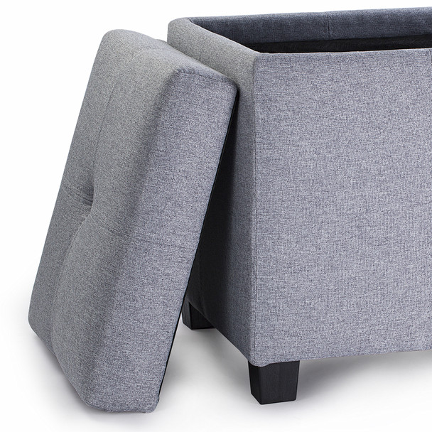 Victoria 18 Inches Modern Linen Fabric Square Storage Ottoman(Grey)