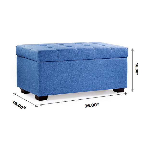 Luna 36 Inches Large Modern Linen Fabric Rectangle Storage Ottoman(Blue) Luna 36 Inches Large Modern Linen Fabric Rectangle Storage Ottoman(Blue)