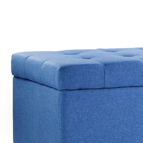 Luna 36 Inches Large Modern Linen Fabric Rectangle Storage Ottoman(Blue) Luna 36 Inches Large Modern Linen Fabric Rectangle Storage Ottoman(Blue)