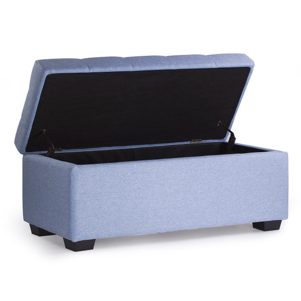 Luna 36 Inches Large Modern Linen Fabric Rectangle Storage Ottoman(Azure)