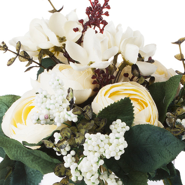Mixed High Quality Silk Combination Ranunculus Bush(Beige)
