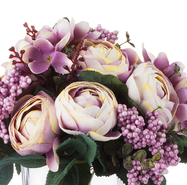 Mixed High Quality Silk Combination Ranunculus Bush(Purple)