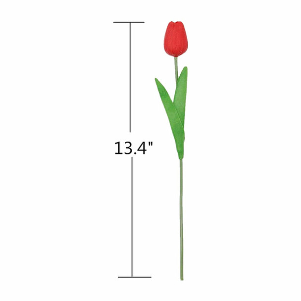 20 Pcs  Artificial PU Real Touch Tulips Flower Stems (Red)
