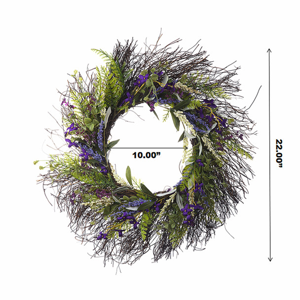 22" Artificial Lavender Flower Wreath with Green Leaves for Festival Celebration Front Door Wall Window Party Decoration 22" Artificial Lavender Flower Wreath with Green Leaves for Festival Celebration Front Door Wall Window Party Decoration