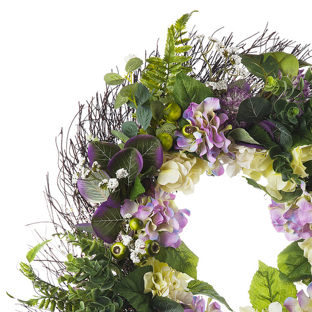 24" Artificial Mixed Hydrangea Flower Wreath with Green Leaves for Festival Celebration Front Door Wall Window Party Decoration 24" Artificial Mixed Hydrangea Flower Wreath with Green Leaves for Festival Celebration Front Door Wall Window Party Decoration