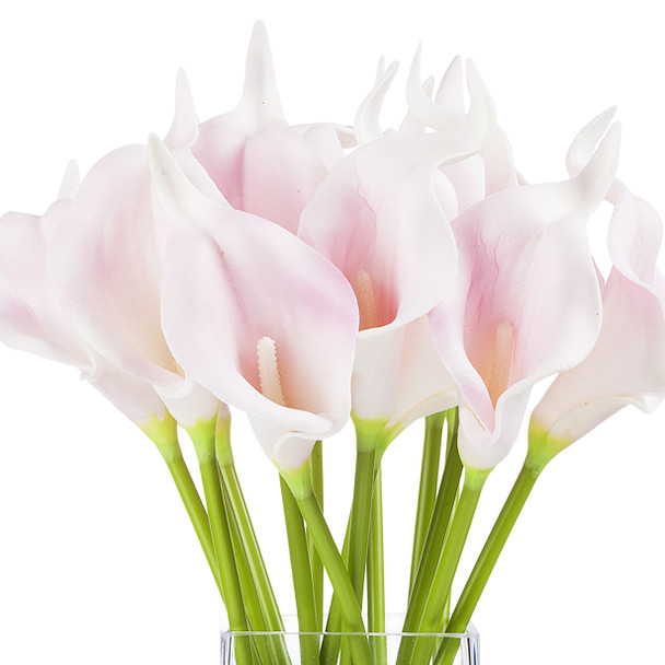 Artificial Real Touch Lilies Flower Arrangement in Glass Vase With Faux Water(Pink) Artificial Real Touch Lilies Flower Arrangement in Glass Vase With Faux Water(Pink)