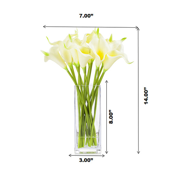 Artificial Real Touch Lilies Flower Arrangement in Glass Vase With Faux Water(Ivory) Artificial Real Touch Lilies Flower Arrangement in Glass Vase With Faux Water(Ivory)