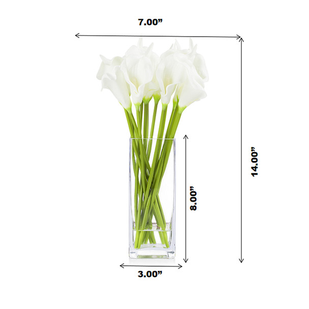 Artificial Real Touch Lilies Flower Arrangement in Glass Vase With Faux Water(White) Artificial Real Touch Lilies Flower Arrangement in Glass Vase With Faux Water(White)
