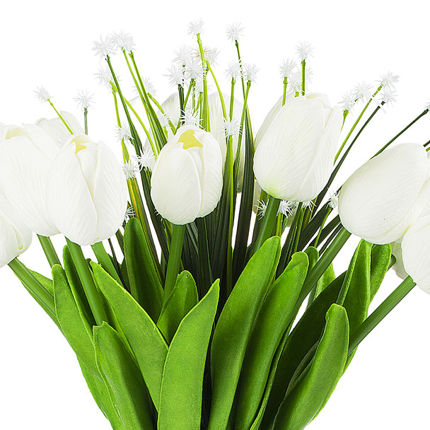 Artificial Real Touch Tulips Flower and Star Grass in Clear Glass Vase With Faux Water(White) Artificial Real Touch Tulips Flower and Star Grass in Clear Glass Vase With Faux Water(White)