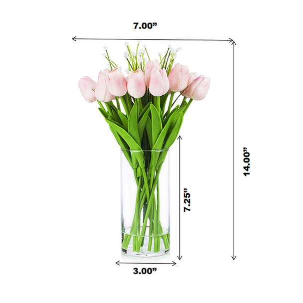 Artificial Real Touch Tulips Flower and Star Grass in Clear Glass Vase With Faux Water(Pink) Artificial Real Touch Tulips Flower and Star Grass in Clear Glass Vase With Faux Water(Pink)