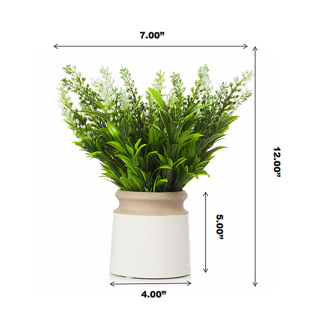 Artificial Lavender Floral Arrangement in Pot(White)