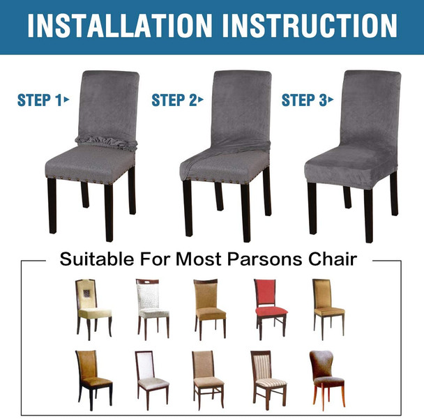 Soft Thick Solid Velvet Fabric Stretchy Universal Dining Chair Slipcovers (Grey) Soft Thick Solid Velvet Fabric Stretchy Universal Dining Chair Slipcovers (Grey)