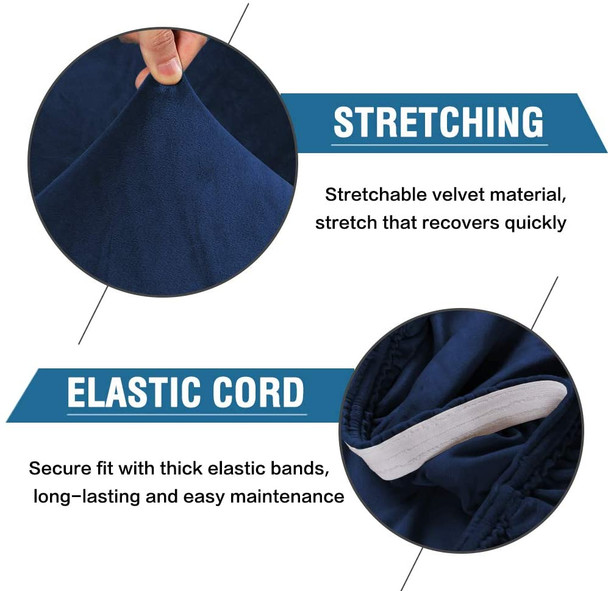 Soft Thick Solid Velvet Fabric Stretchy Universal Dining Chair Slipcovers (Dark Blue) Soft Thick Solid Velvet Fabric Stretchy Universal Dining Chair Slipcovers (Dark Blue)