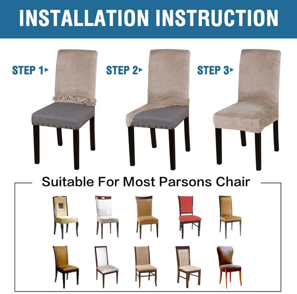 Soft Thick Solid Velvet Fabric Stretchy Universal Dining Chair Slipcovers (Taupe) Soft Thick Solid Velvet Fabric Stretchy Universal Dining Chair Slipcovers (Taupe)