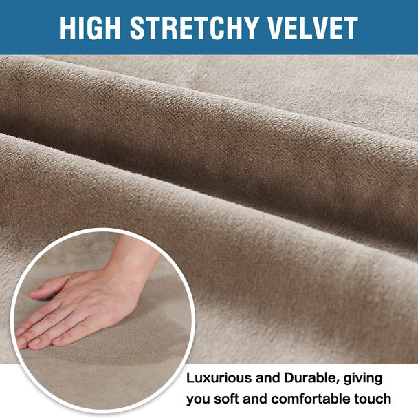 Soft Thick Solid Velvet Fabric Stretchy Universal Dining Chair Slipcovers (Taupe) Soft Thick Solid Velvet Fabric Stretchy Universal Dining Chair Slipcovers (Taupe)
