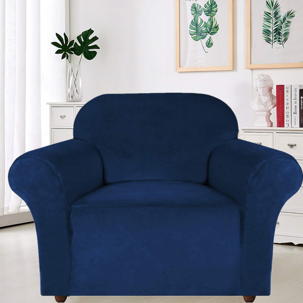 Ultra Soft Thick Stretch Velvet Fabric Armchair Slipcover for Living Room( Dark Blue) Ultra Soft Thick Stretch Velvet Fabric Armchair Slipcover for Living Room( Dark Blue)