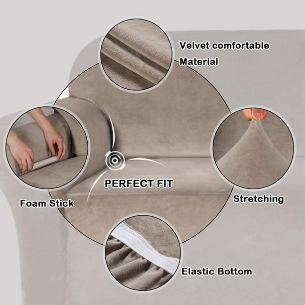 Ultra Soft Thick Stretch Velvet Fabric Sofa Slipcover for 3 Cushion Couch Covers (Taupe) Ultra Soft Thick Stretch Velvet Fabric Sofa Slipcover for 3 Cushion Couch Covers (Taupe)