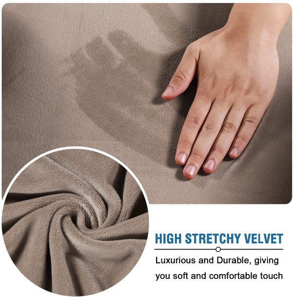 Super Stretch Velvet Slip Resistant Stylish Wingback Chair Slipcover  with Elastic Bottom(Taupe)
