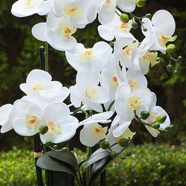  24" Artificial Real Touch Orchids Flower in White Ceramic Pot 