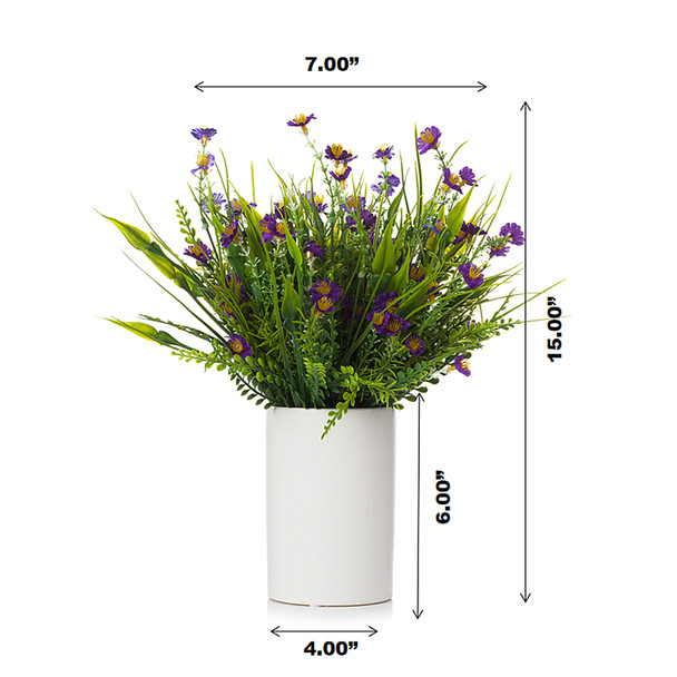 Artificial Mixed Floral Arrangement in White Ceramic Vase(Purple) Artificial Mixed Floral Arrangement in White Ceramic Vase(Purple)