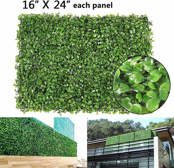 12 Panels 31 Sq ft. Artificial Boxwood Hedge Faux Foliage Greenery Wall Backdrop Decoration for Party Wedding Indoor & Outdoor Garden 
