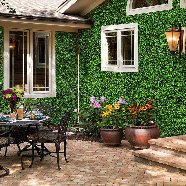 12 Panels 31 Sq ft. Artificial Boxwood Hedge Faux Foliage Greenery Wall Backdrop Decoration for Party Wedding Indoor & Outdoor Garden 