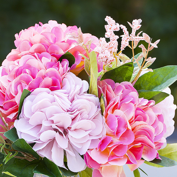 Artificial Silk Dahlia Flower Arrangement in Clear Glass Vase With Faux Water(Pink) Artificial Silk Dahlia Flower Arrangement in Clear Glass Vase With Faux Water(Pink)
